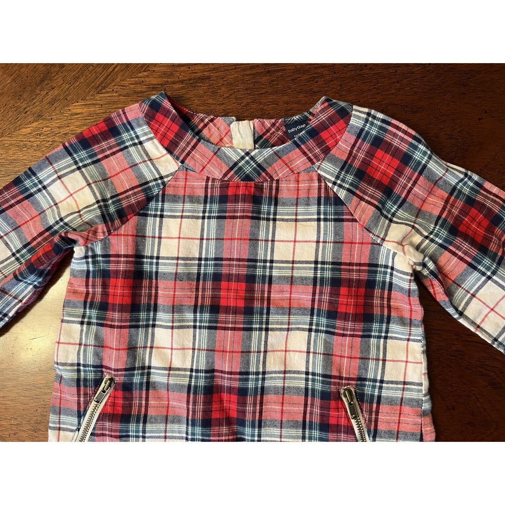 babyGAP‎ Girls Sz 2 Red Multi-color Plaid Christmas Holiday Dress - Picture 3 of 8